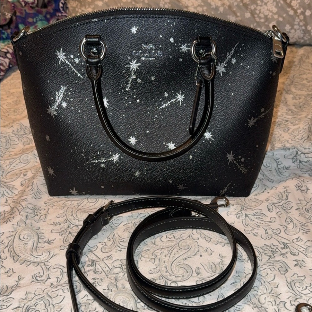 Coach Sadie Satchel Bag with Star Print